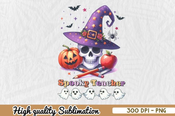 Halloween Fall Spooky Teacher PNG for Embroidery